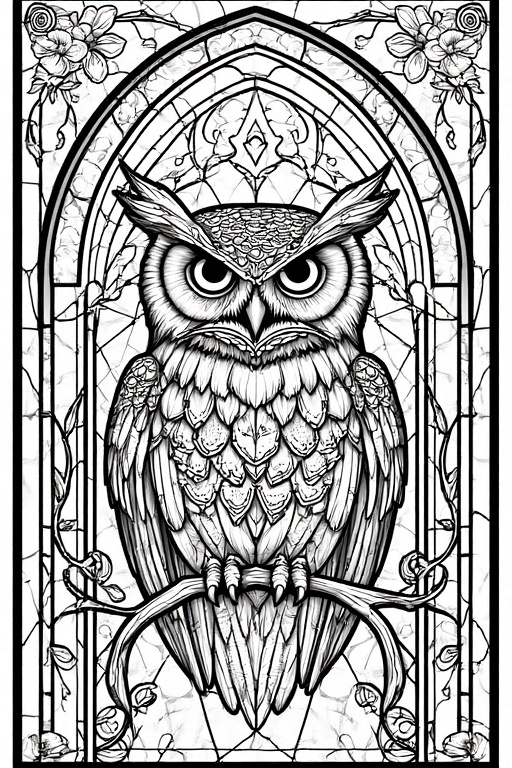 chouette vitrail