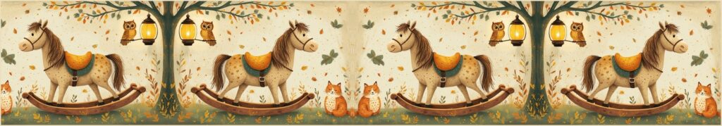 bannière cheval a bascule dessin a colorier