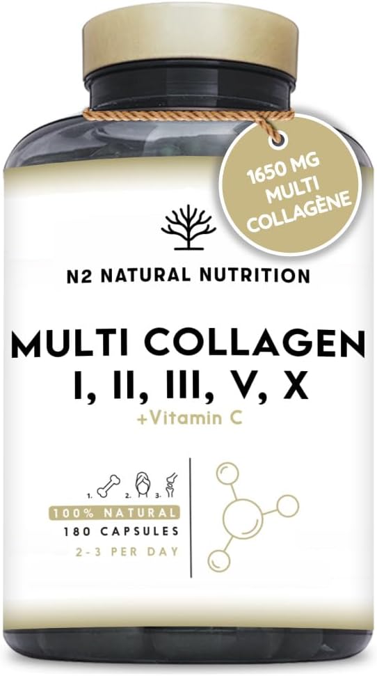 N2 Natural Nutrition - Multi Collagène Marin et Bovin 1650mg (180 Gélules)