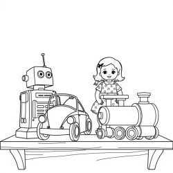 étagère avec jouets